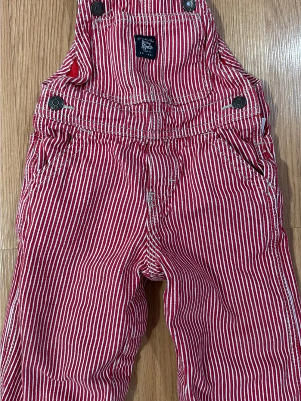 Oshkosh B’gosh Classic Red Striped Overalls 24M 2T